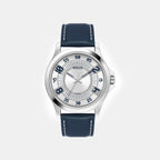 Men Quartz Silver Dial Analog Leather Watch TW055HG00