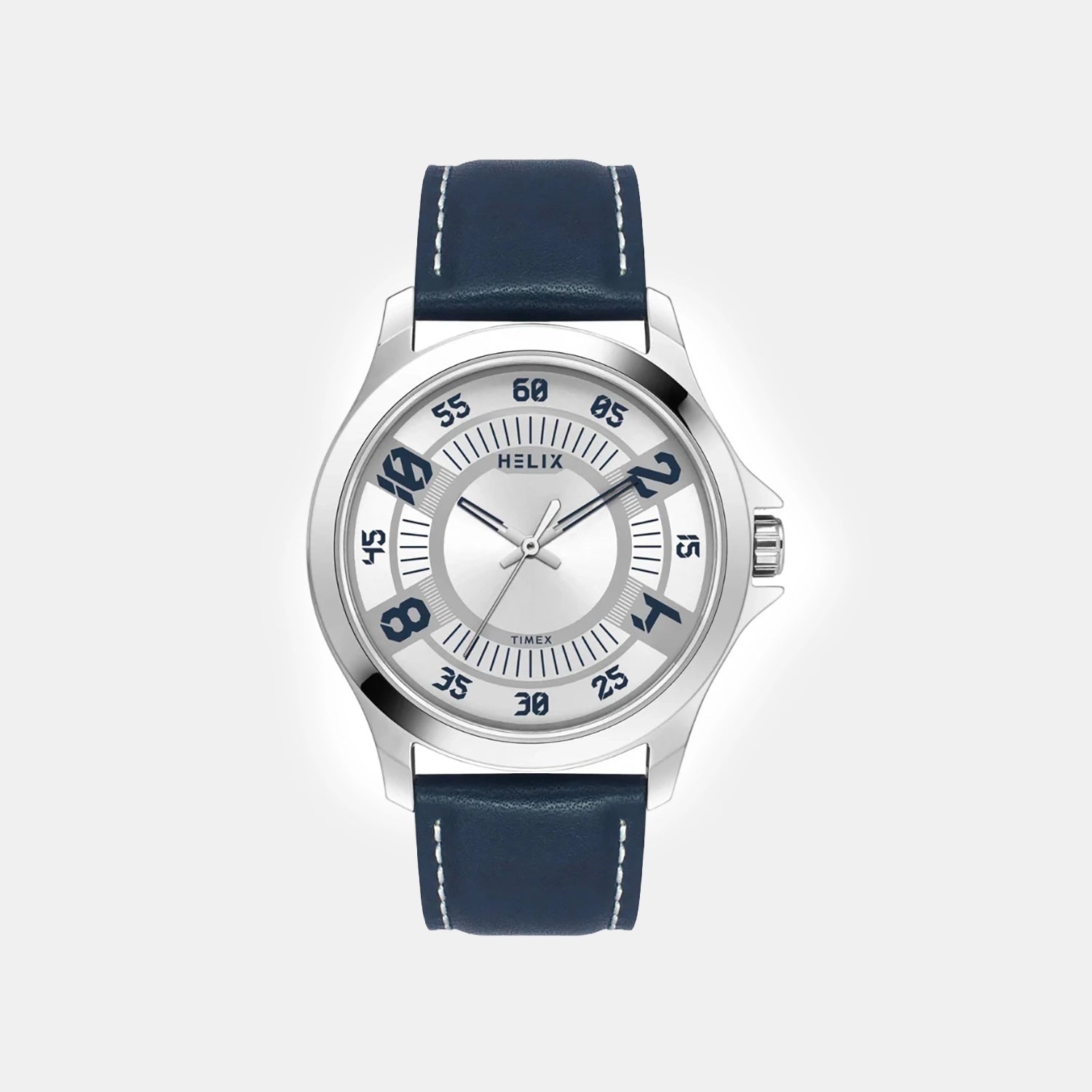 Men Quartz Silver Dial Analog Leather Watch TW055HG00