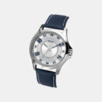 Men Quartz Silver Dial Analog Leather Watch TW055HG00