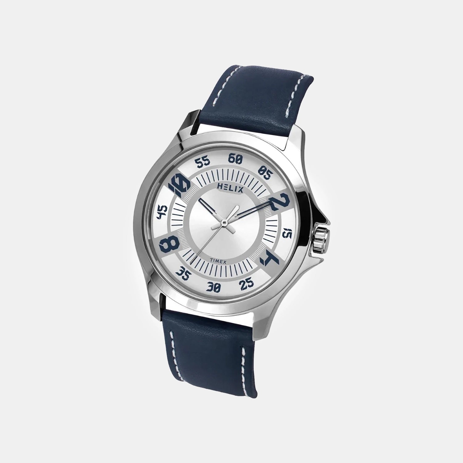Men Quartz Silver Dial Analog Leather Watch TW055HG00