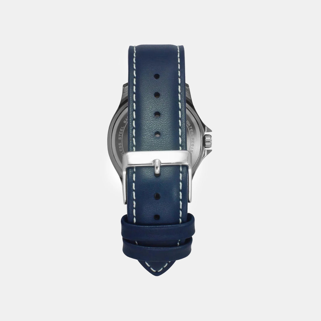 Men Quartz Blue Dial Analog Leather Watch TW055HG01