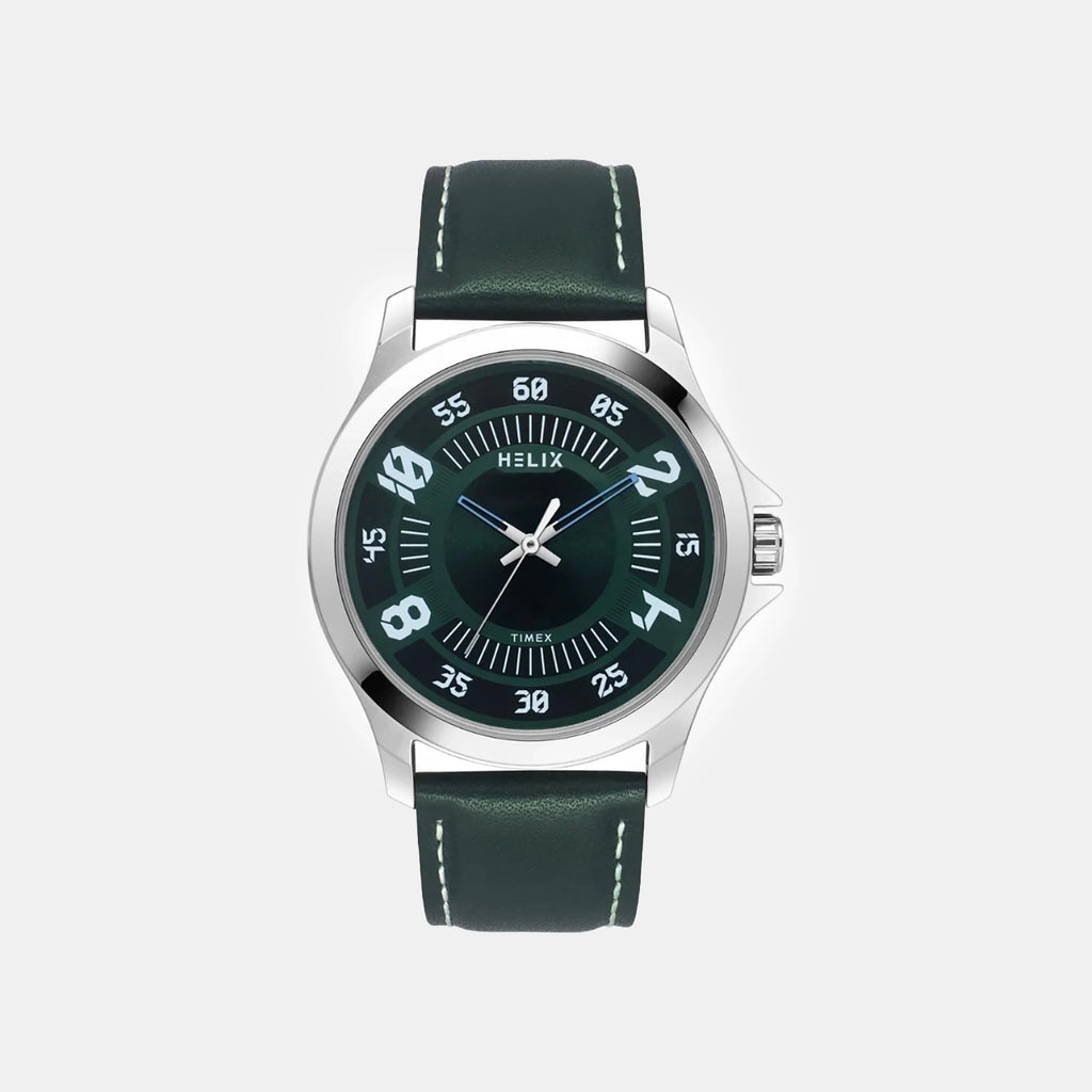 Men Quartz Green Dial Analog Leather Watch TW055HG02