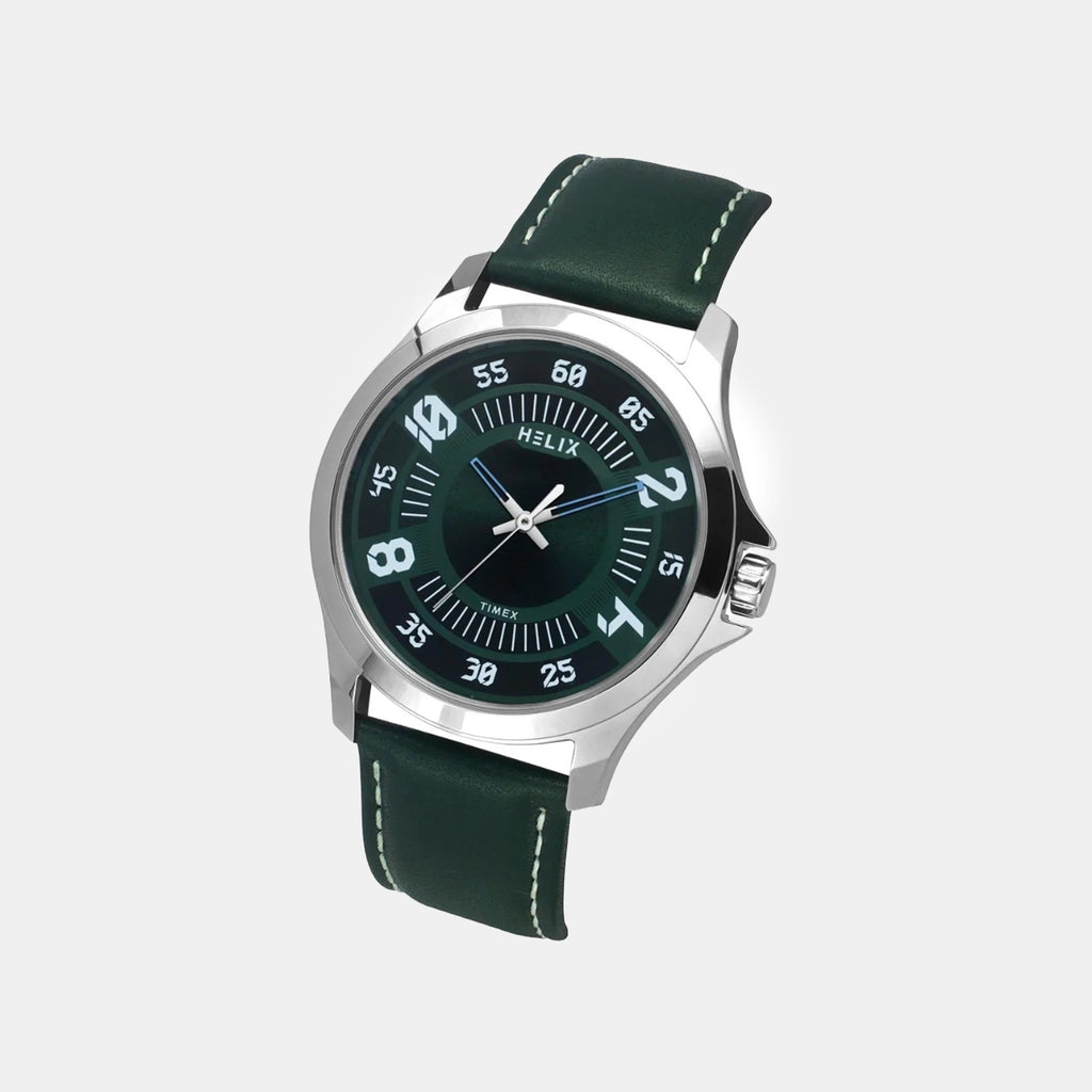 Men Quartz Green Dial Analog Leather Watch TW055HG02