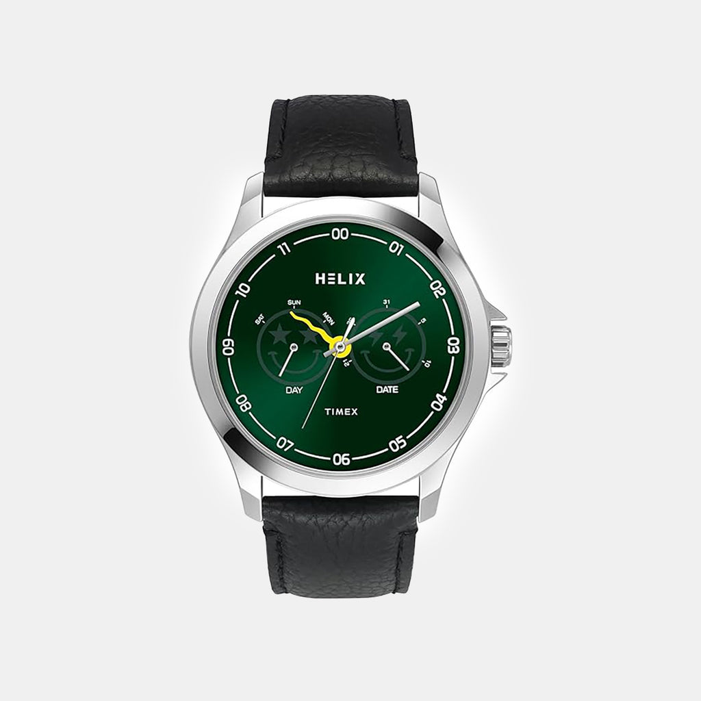 Men Quartz Green Dial Analog Leather Watch TW055HG03