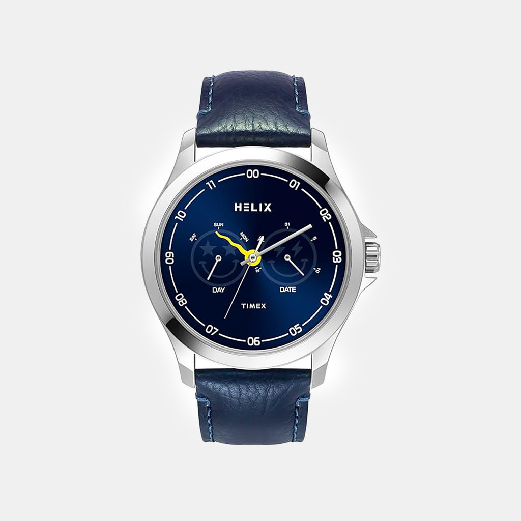 Men Quartz Blue Dial Analog Leather Watch TW055HG05