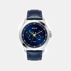 Men Quartz Blue Dial Analog Leather Watch TW055HG05