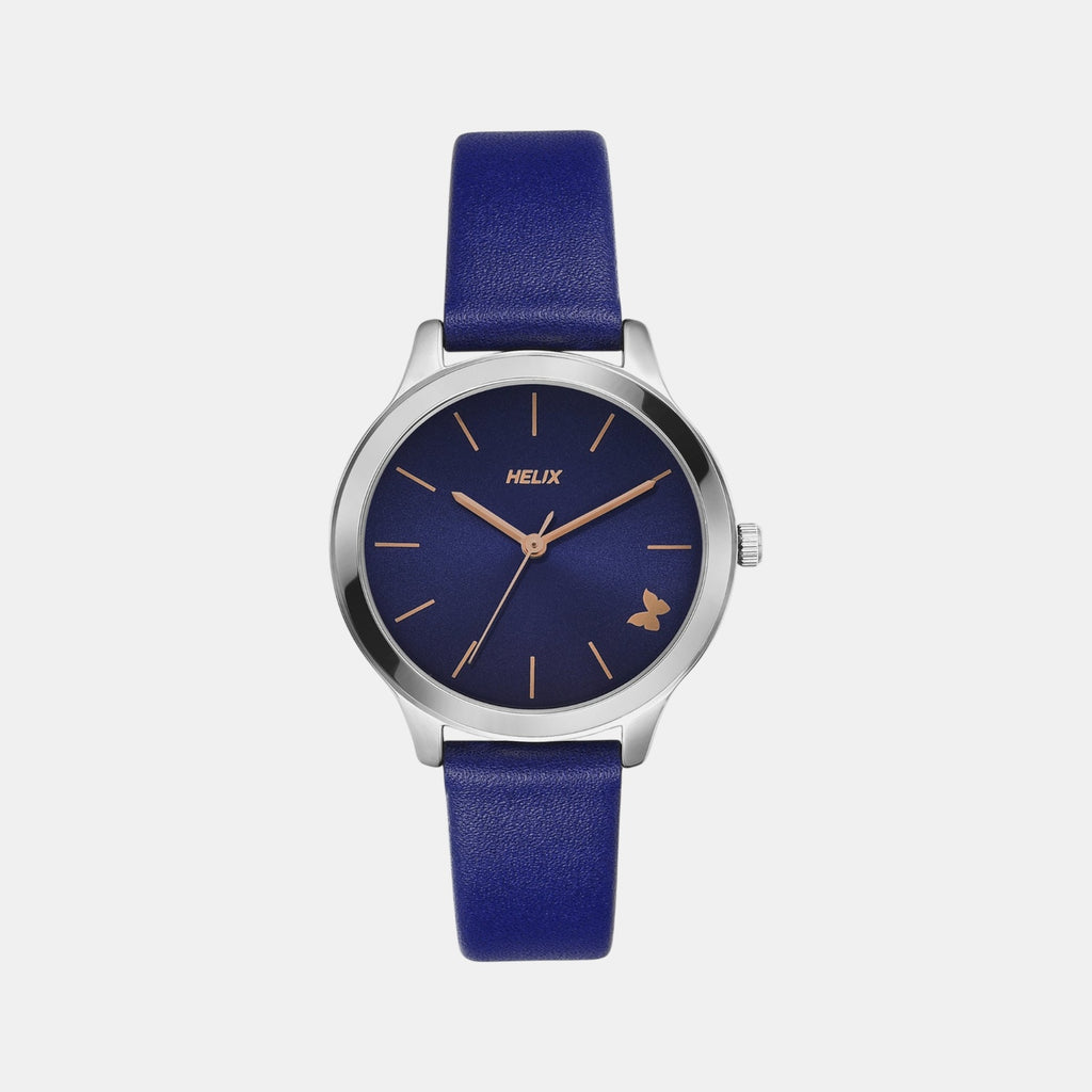 Women Quartz Blue Dial Analog Leather Watch TW055HL00