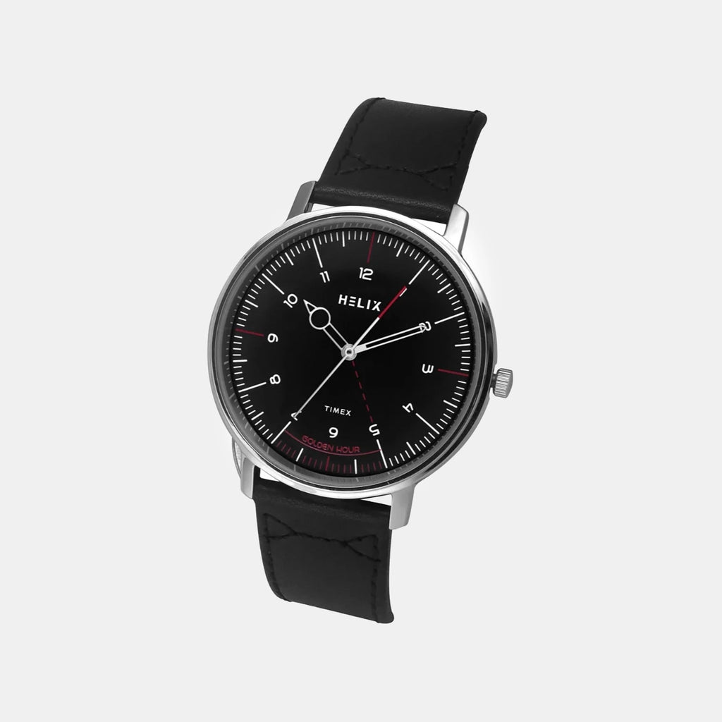 Men Quartz Black Dial Analog Leather Watch TW056HG00