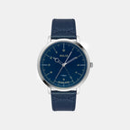 Men Quartz Blue Dial Analog Leather Watch TW056HG02
