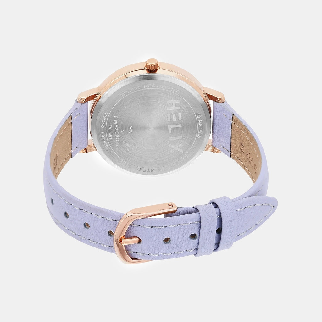 Women Quartz Lavender Dial Analog Leather Watch TW056HL02