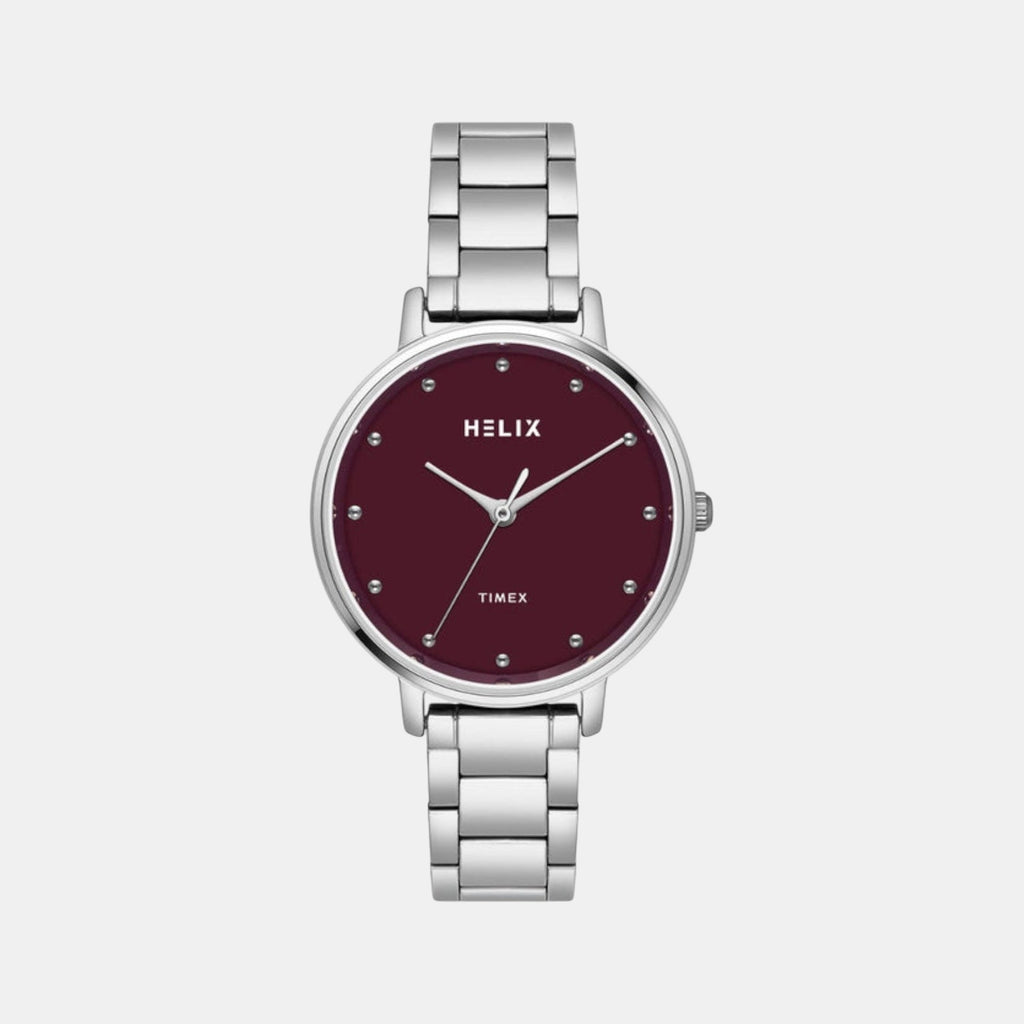 Women Quartz Burgundy Dial Analog Stainless Steel Watch TW056HL04