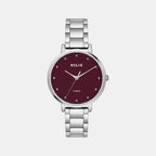 Women Quartz Burgundy Dial Analog Stainless Steel Watch TW056HL04
