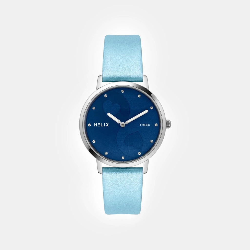 Women Quartz Blue Dial Analog Leather Watch TW056HL05T