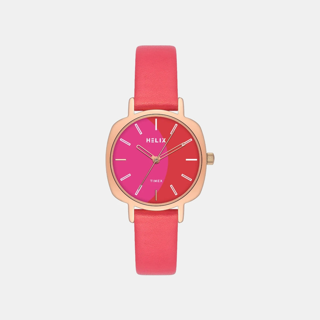 Women Quartz Pink Dial Analog Leather Watch TW057HL01