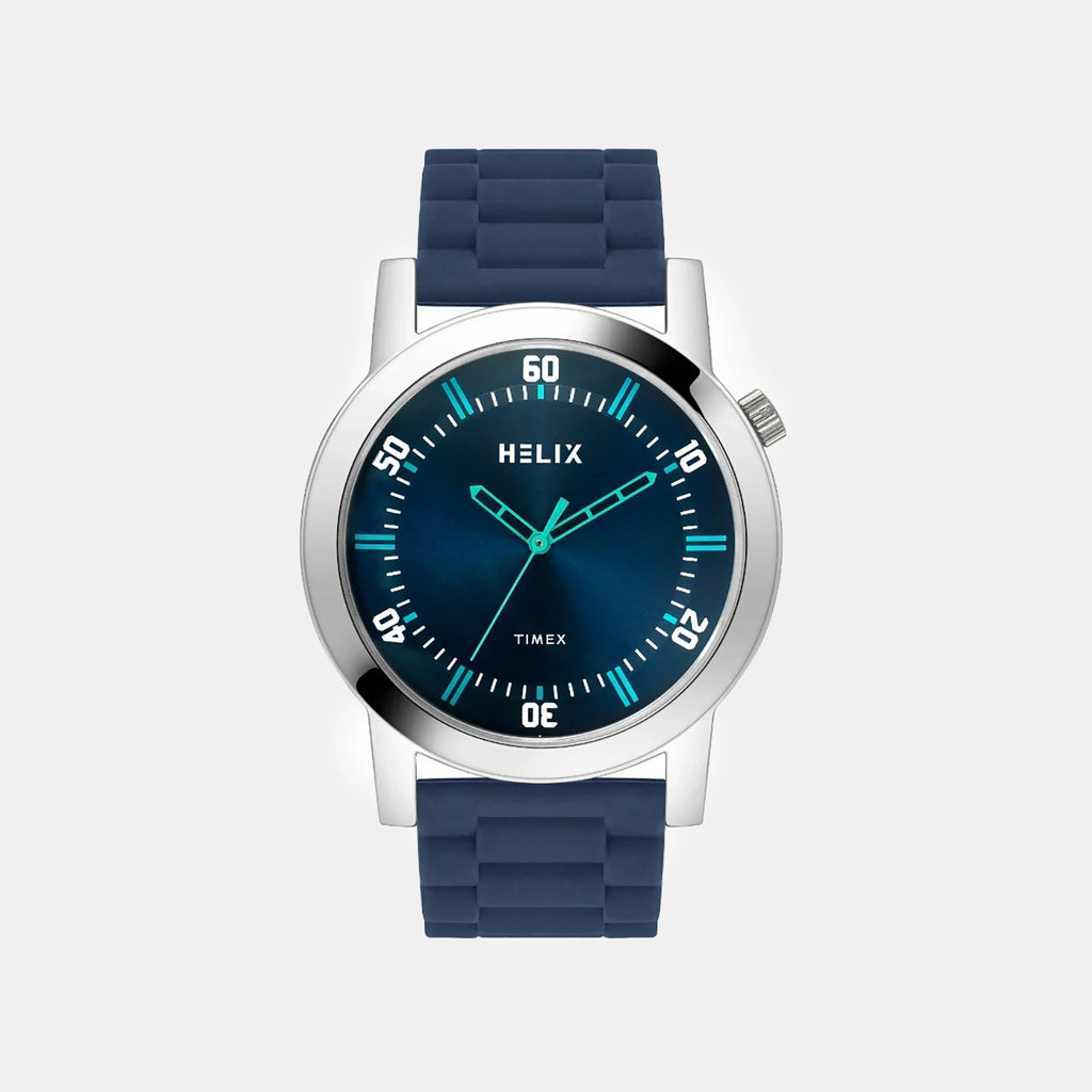 Men Quartz Blue Dial Analog Silicone Watch TW058HG00