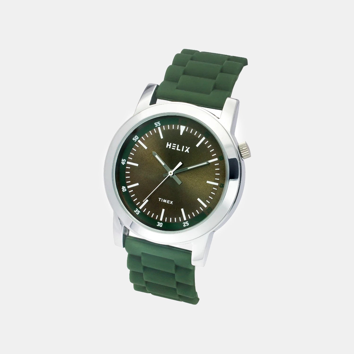Men Quartz Olive Green Dial Analog Silicone Watch TW058HG01