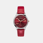Women Quartz Red Dial Analog Leather Watch TW060HL00T