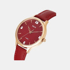 Women Quartz Red Dial Analog Leather Watch TW060HL07T