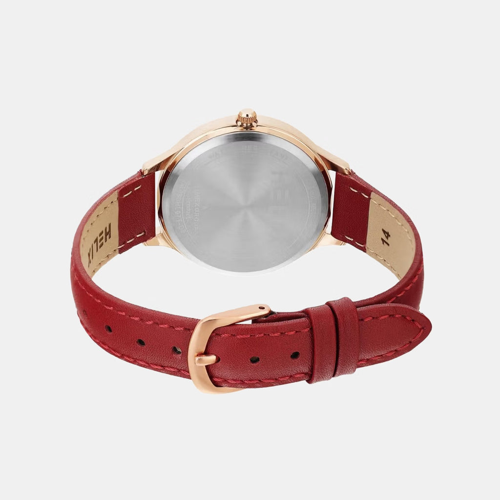 Women Quartz Red Dial Analog Leather Watch TW060HL07T