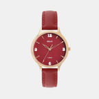 Women Quartz Red Dial Analog Leather Watch TW060HL07T