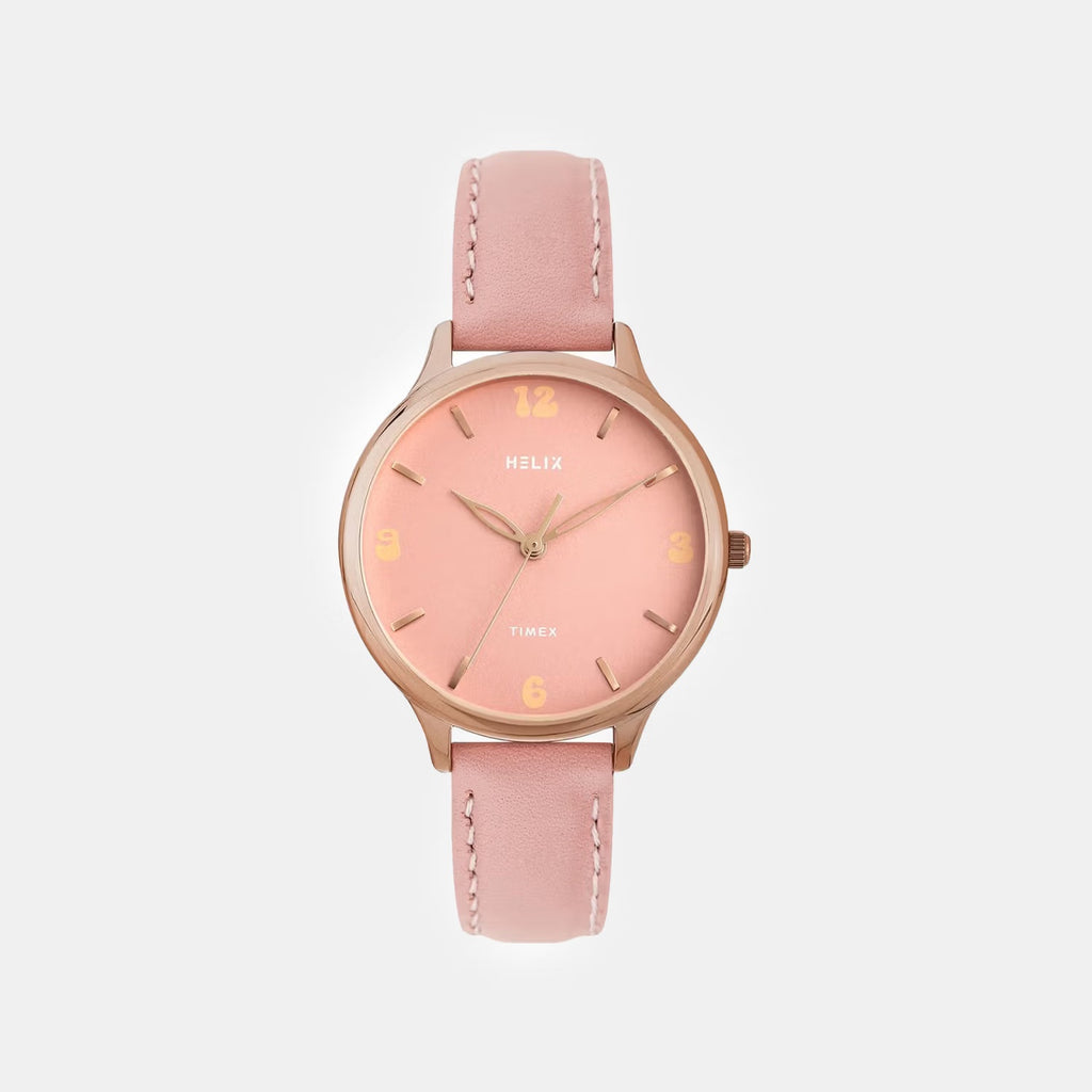 Women Quartz Pink Dial Analog Leather Watch TW060HL08T