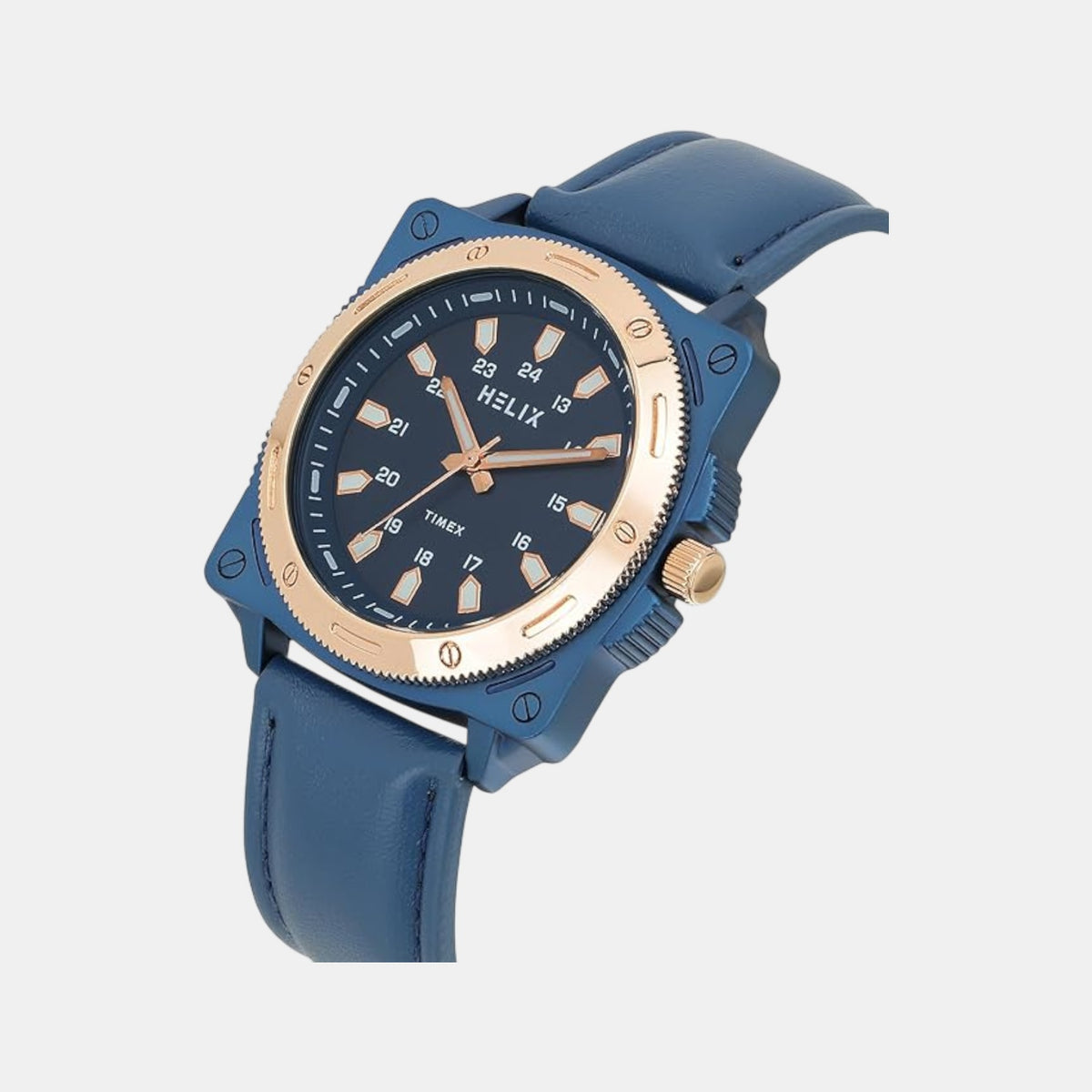 Men Quartz Blue Dial Analog Leather Watch TW062HG01T