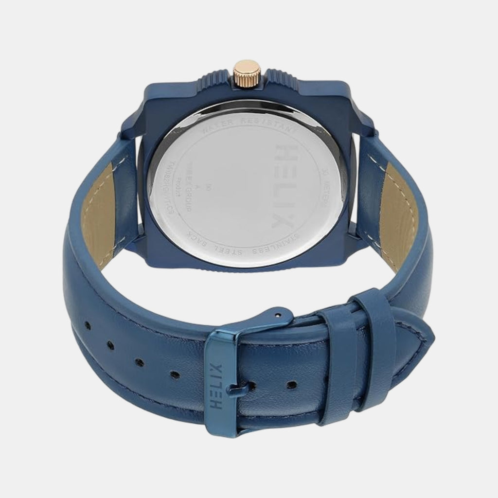 Men Quartz Blue Dial Analog Leather Watch TW062HG01T