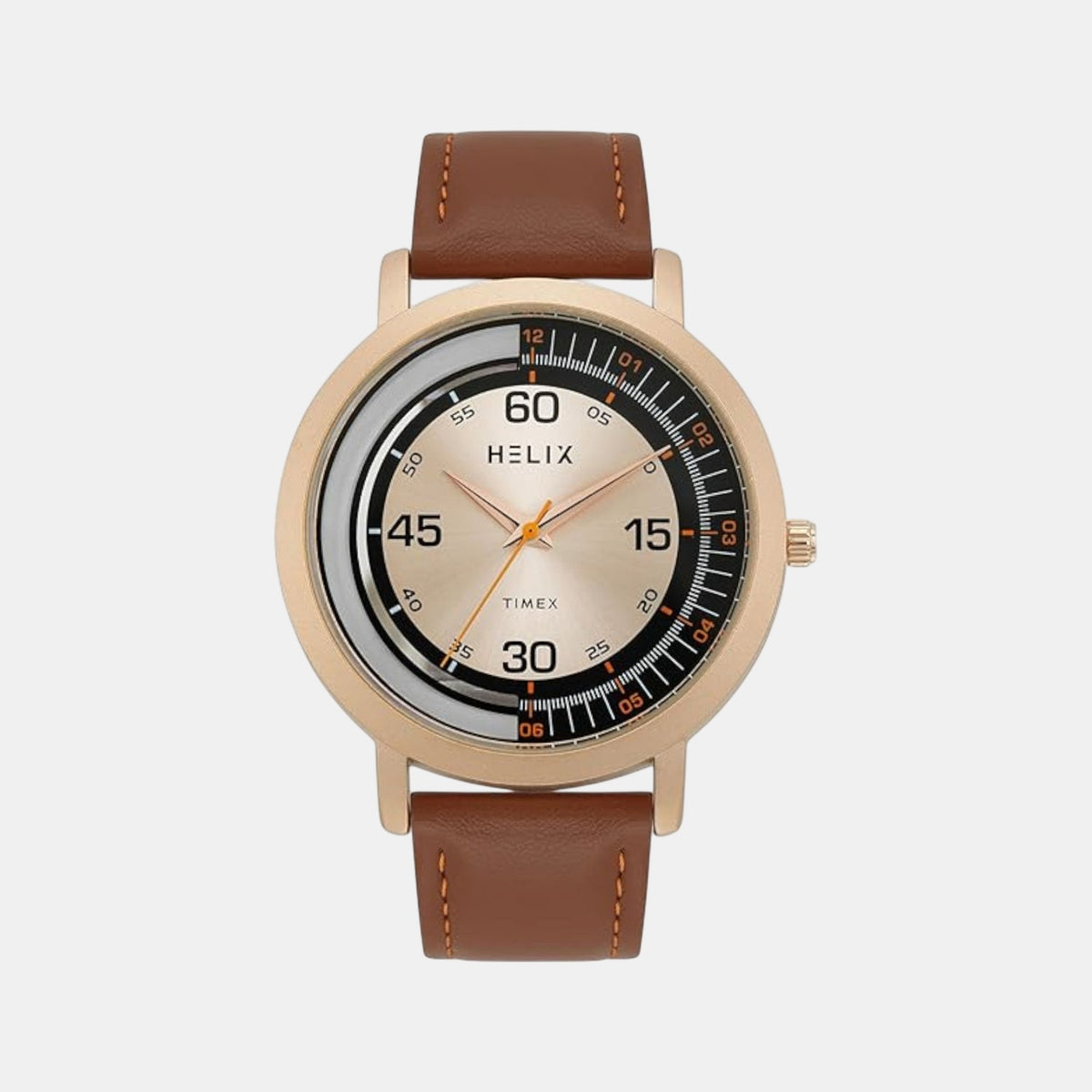 Men Quartz Rose Gold Dial Analog Leather Watch TW063HG00T