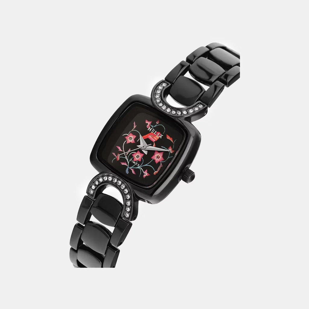 Women Quartz Black Dial Analog Stainless Steel Watch TW063HL03T