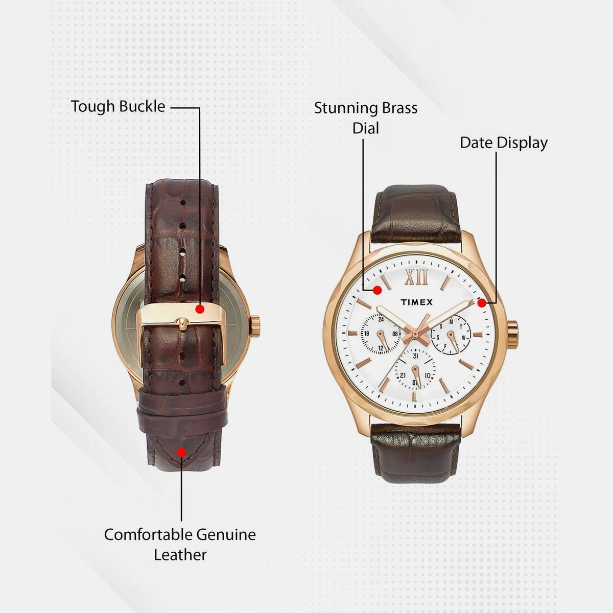 Signio Men Quartz White Dial Multi-Function Leather Watch TW0TG7600