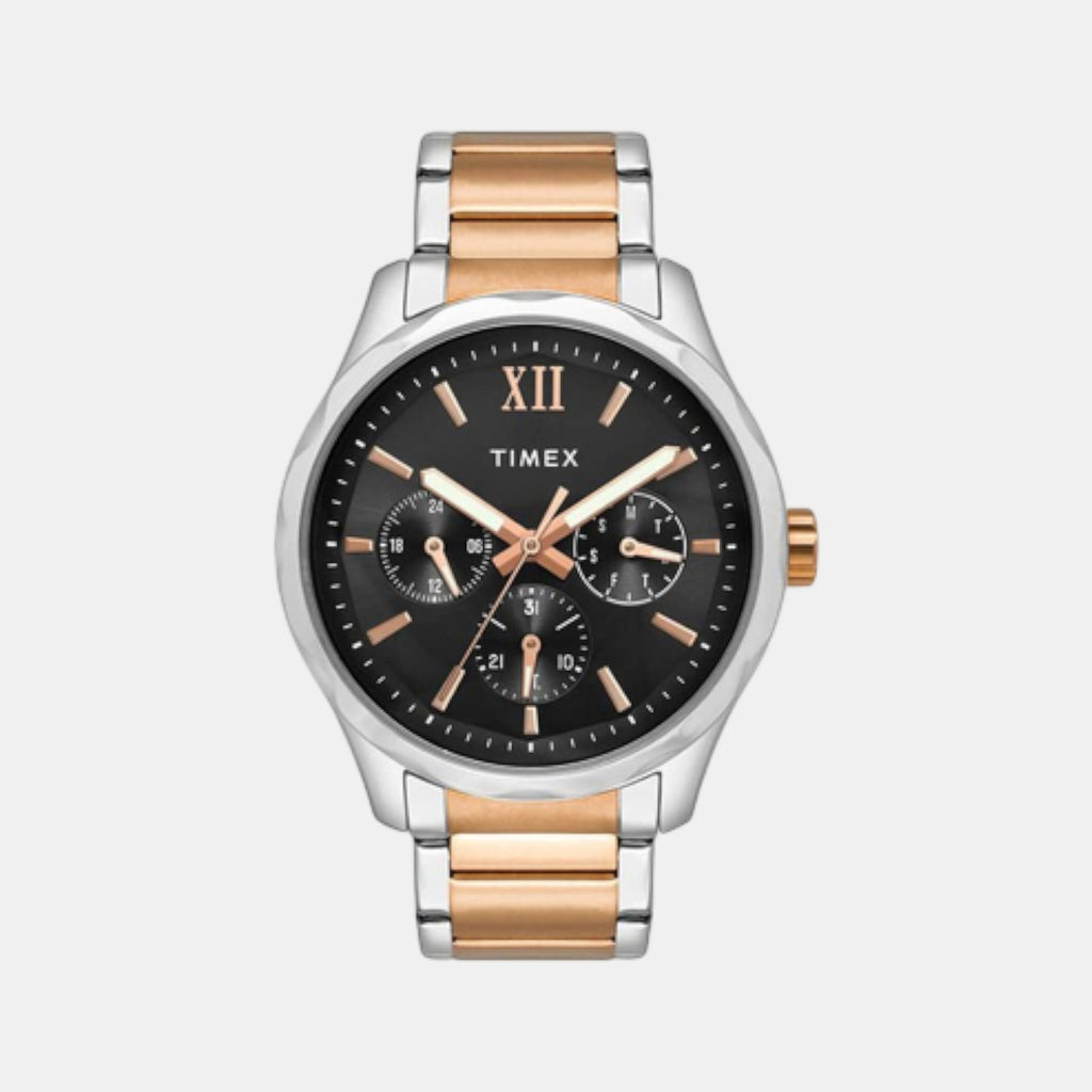 Fashion Men Quartz Black Dial Chronograph Stainless Steel Watch TW0TG7617