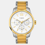 Fashion Men Quartz White Dial Multi-Function Stainless Steel Watch TW0TG7624