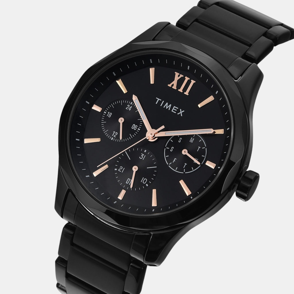 Fashion Men Quartz Black Dial Multi-Function Stainless Steel Watch TW0TG7625