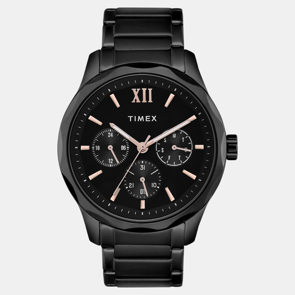Fashion Men Quartz Black Dial Multi-Function Stainless Steel Watch TW0TG7625