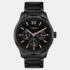 Fashion Men Quartz Black Dial Multi-Function Stainless Steel Watch TW0TG7625