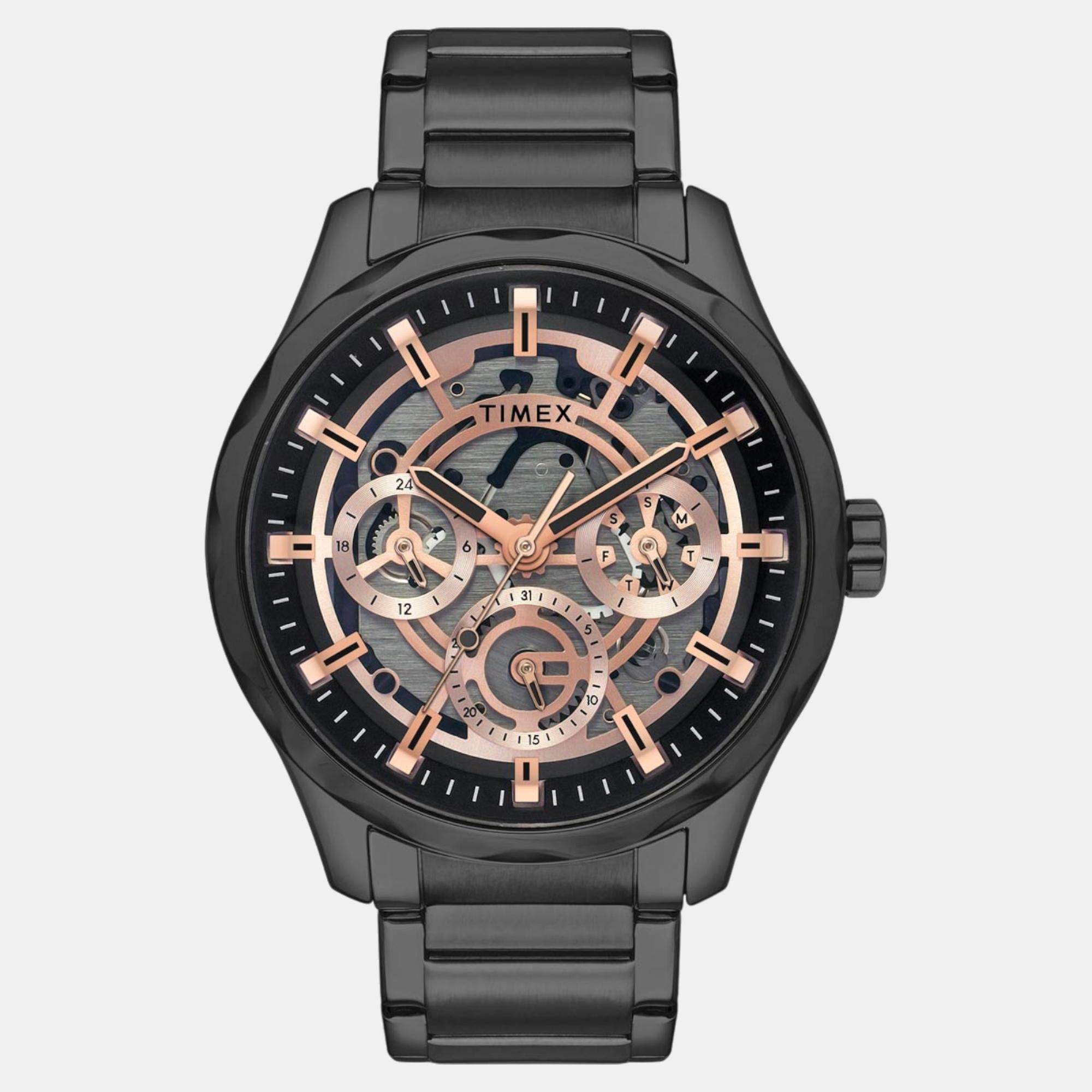 E Class Men Quartz Black Dial Multi-Function Stainless Steel Watch TW0TG7630