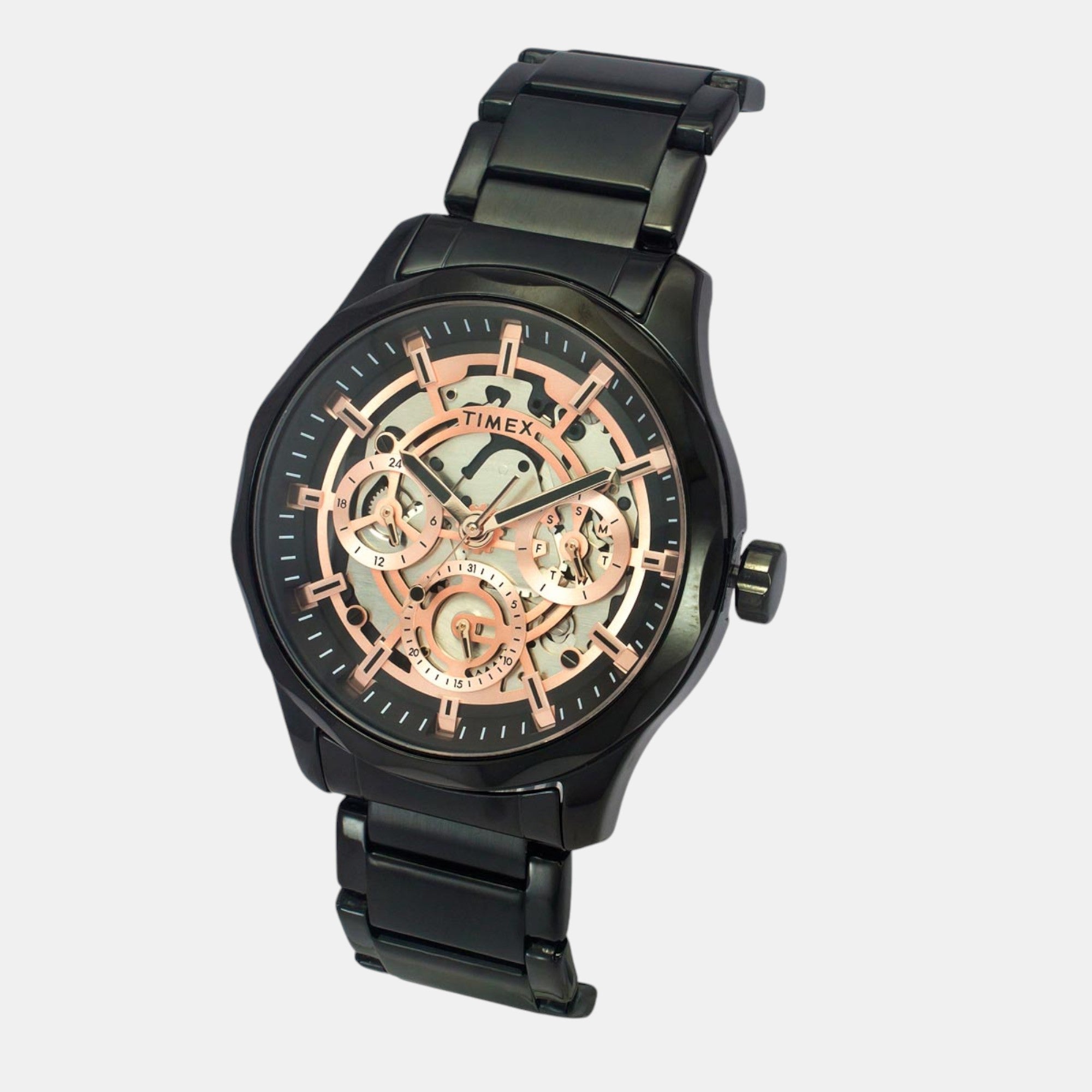 E Class Men Quartz Black Dial Multi-Function Stainless Steel Watch TW0TG7630