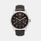 Fashion Men Quartz Brown Dial Multi-Function Leather Watch TW0TG7633