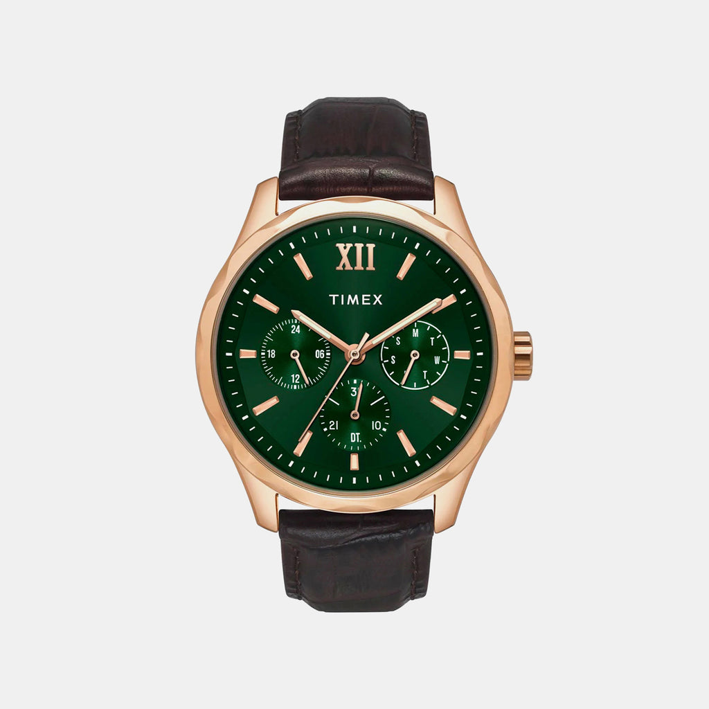 Signio Men Quartz Green Dial Multi-Function Leather Watch TW0TG7634