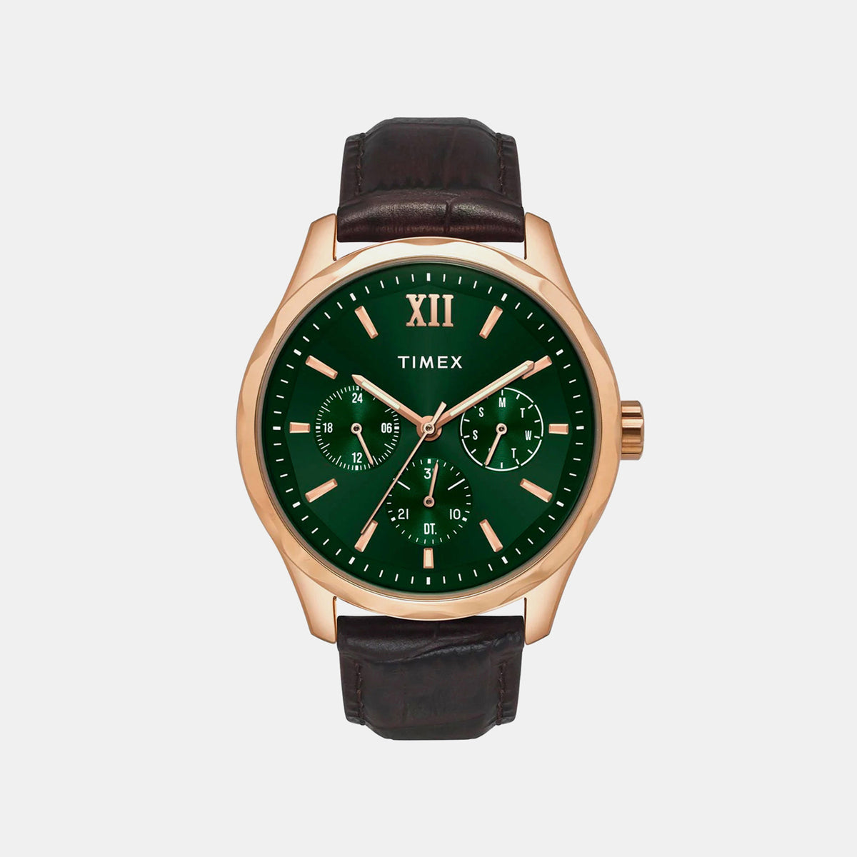 Signio Men Quartz Green Dial Multi-Function Leather Watch TW0TG7634