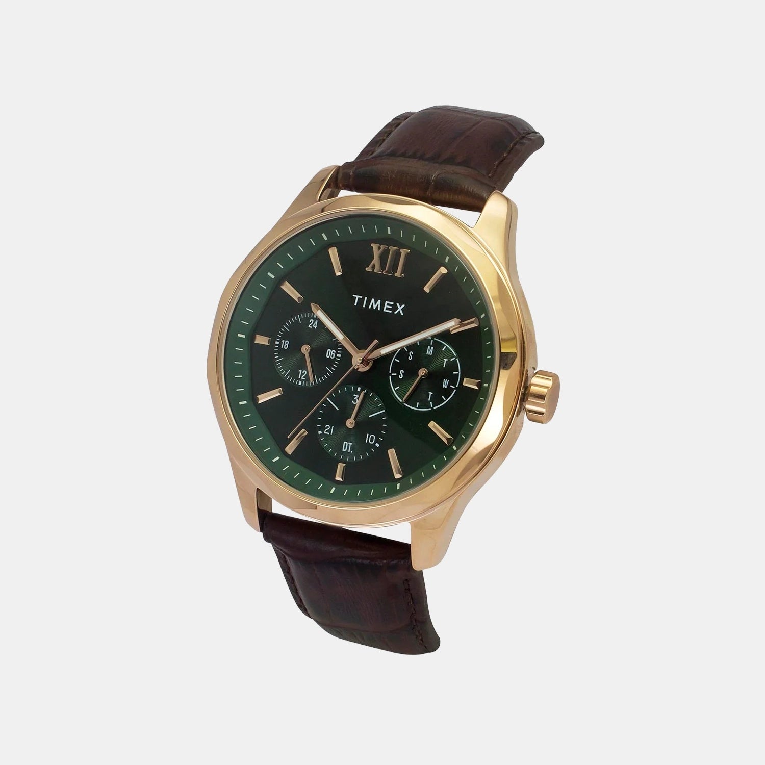 Fashion Men Quartz Green Dial Multi-Function Leather Watch TW0TG7634