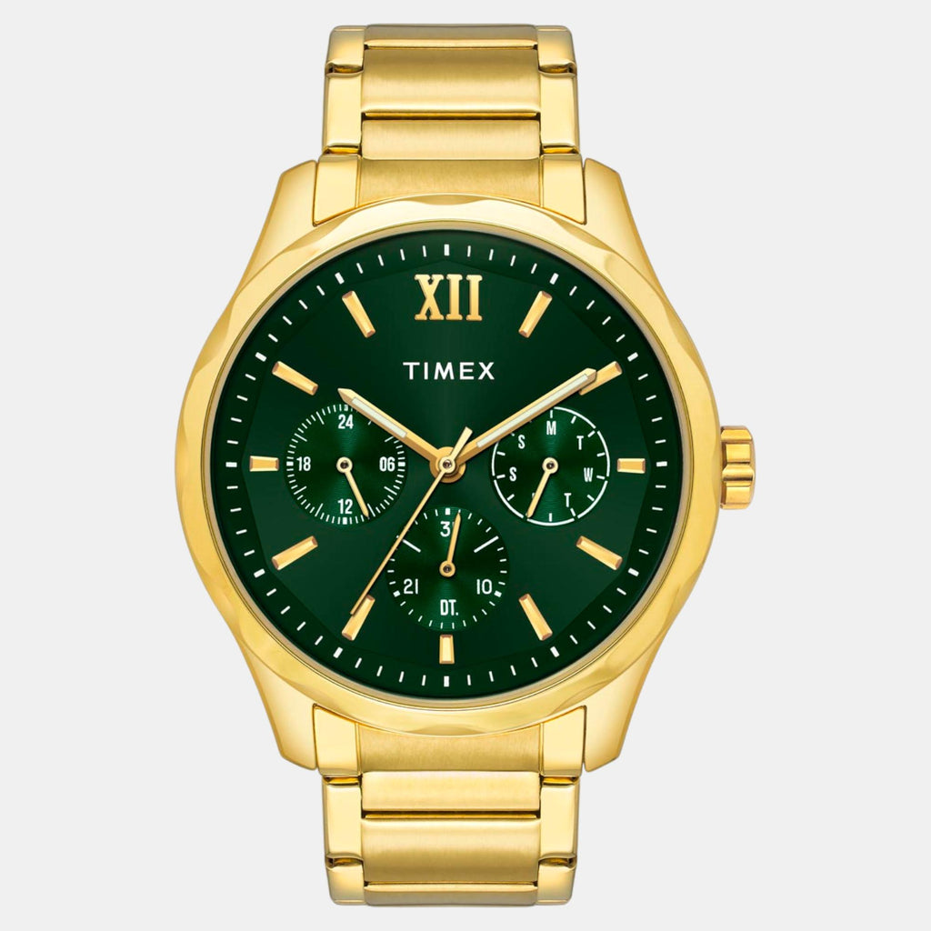 Fashion Men Quartz Green Dial Multi-Function Stainless Steel Watch TW0TG7635