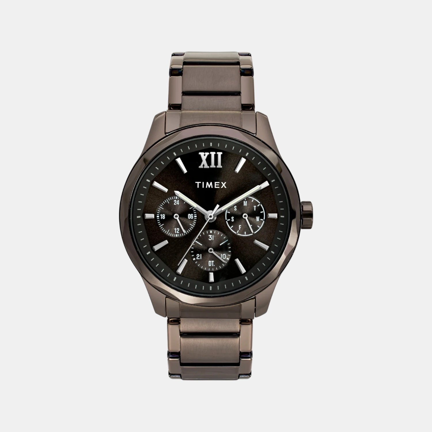 Fashion Men Quartz Brown Dial Multi-Function Stainless Steel Watch TW0TG7636