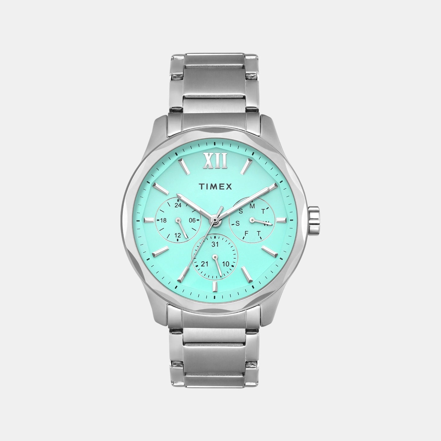 Fashion Men Quartz Tiffany Blue Dial Multi-Function Stainless Steel Watch TW0TG7639