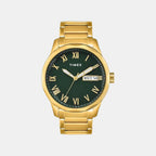Fashion Men Quartz Green Dial Analog Stainless Steel Watch TW0TG7640