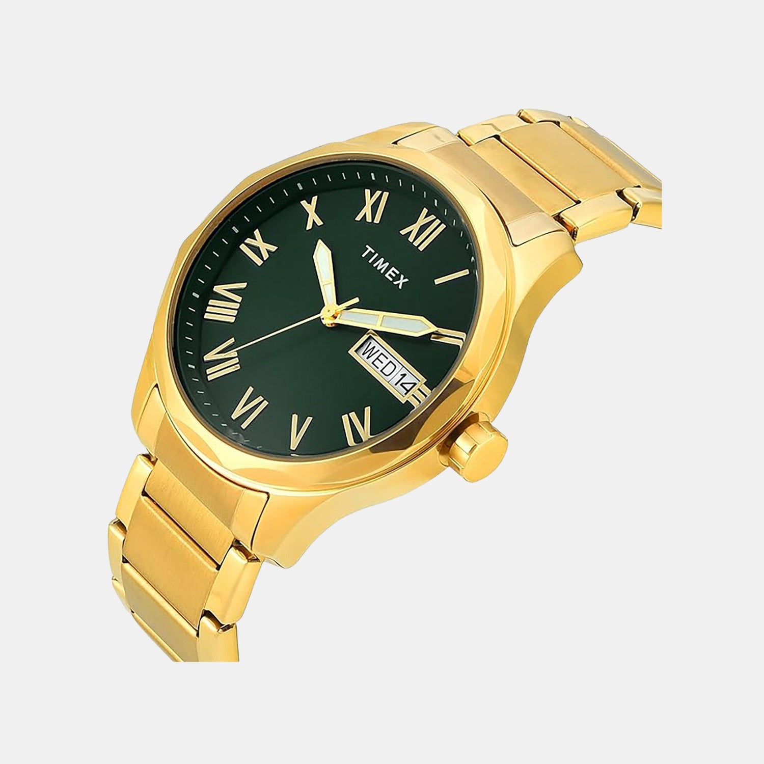 Fashion Men Quartz Green Dial Analog Stainless Steel Watch TW0TG7640