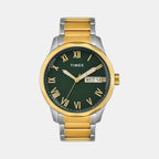 Fashion Men Quartz Green Dial Analog Stainless Steel Watch TW0TG7641