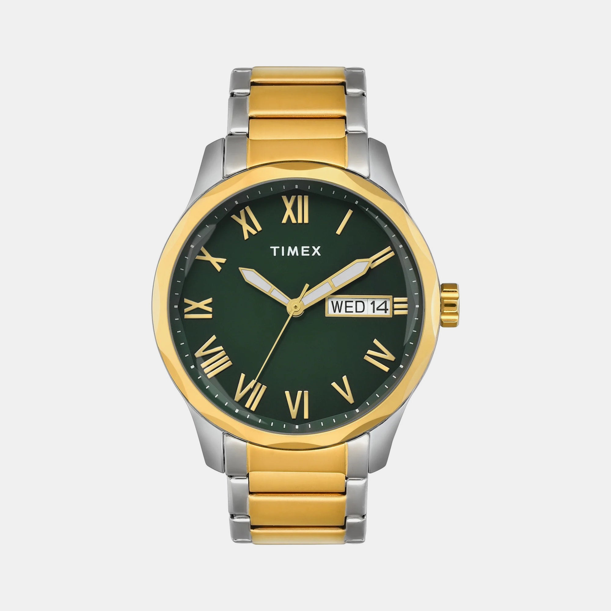 Fashion Men Quartz Green Dial Analog Stainless Steel Watch TW0TG7641