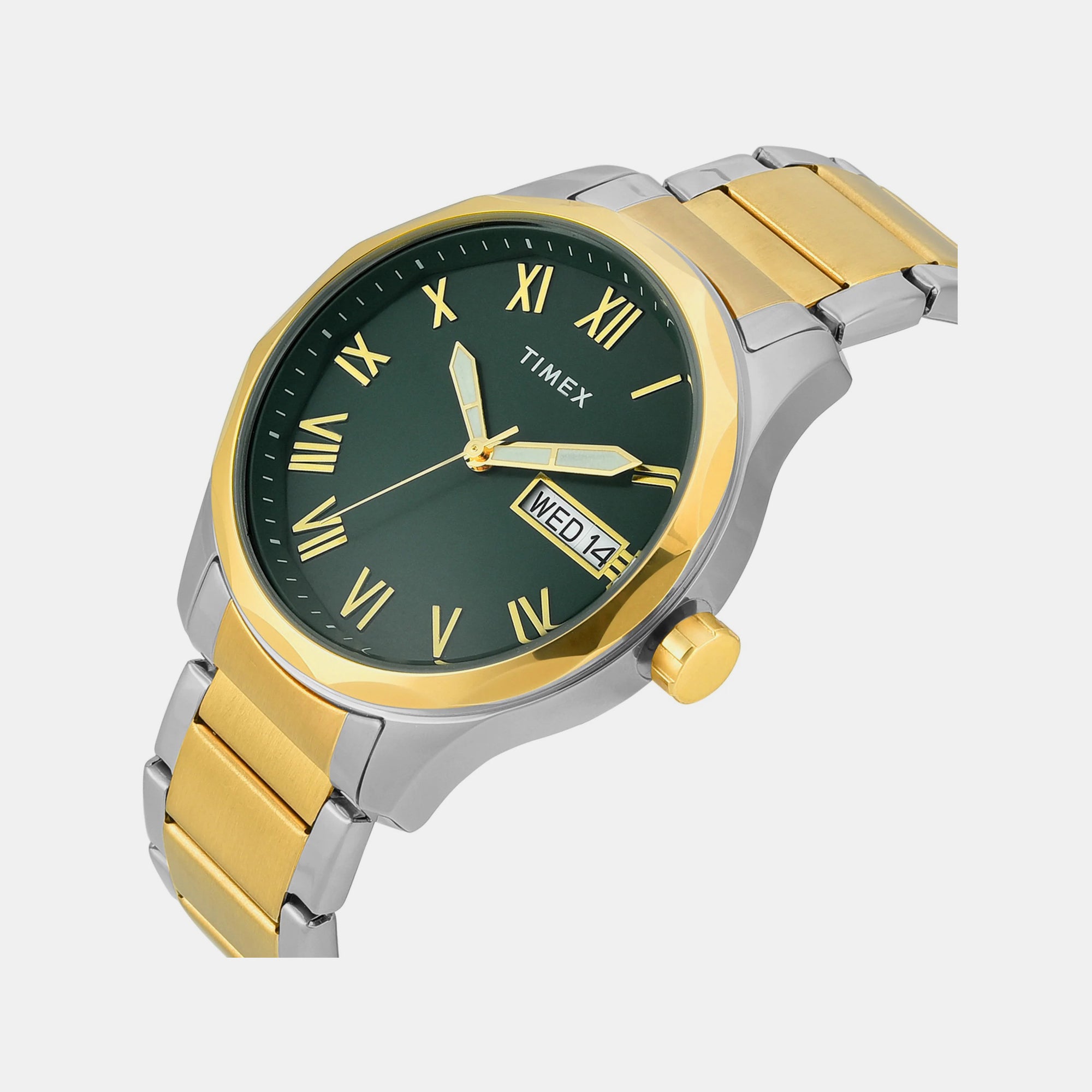 Fashion Men Quartz Green Dial Analog Stainless Steel Watch TW0TG7641
