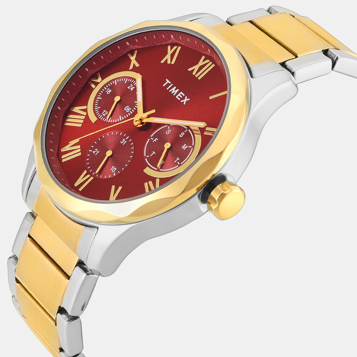Trendline Men Quartz Red Dial Multi-Function Stainless Steel Watch TW0TG7646